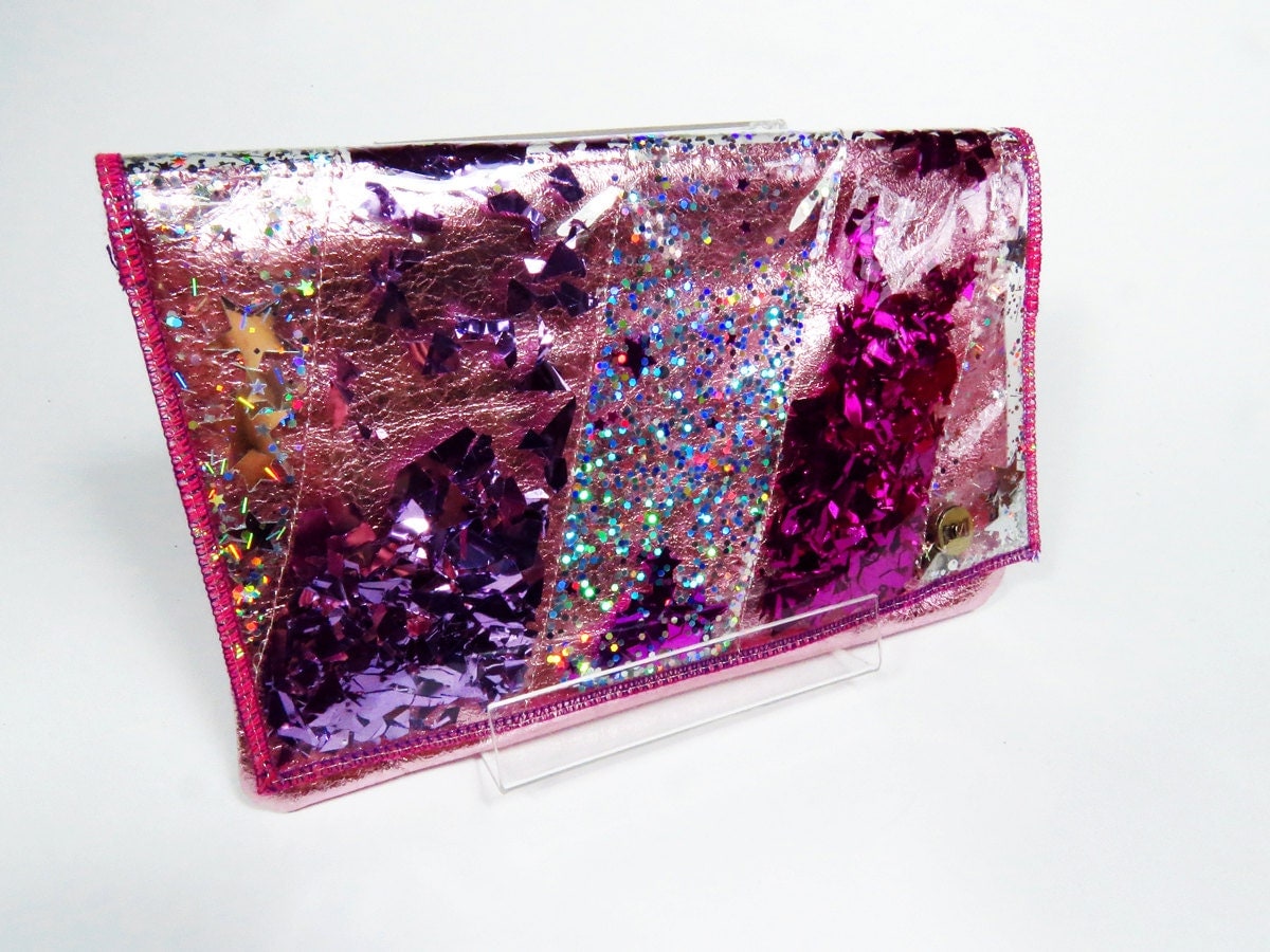 Pink Glitter Clutch Bag Hot Pink Clutch Bag by GlitterDisaster
