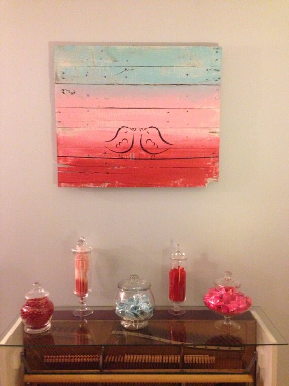 Girls Bed Room Decor Love Birds on a Wire 29 x 25