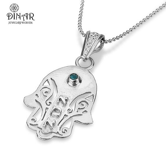 14k white Gold Mom pendant ,mom necklace ,a gift for mom ,gold hamsa ...