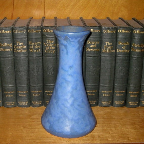 Brush McCoy Pottery Vase Blue Art Vellum Glaze Vintage