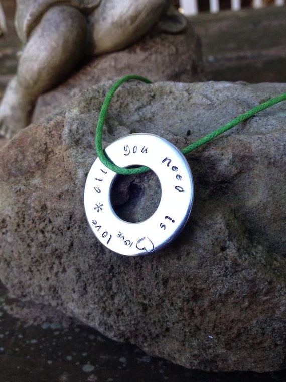 Stamp it your Way affirmation necklaces CUSTOM REQUEST: metal stamped stainless steel personalized washer pendant with simple cord
