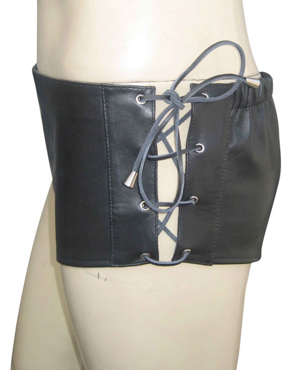 Leather Shorts With Lace Up Side Custom by BespokeTailoredLeath