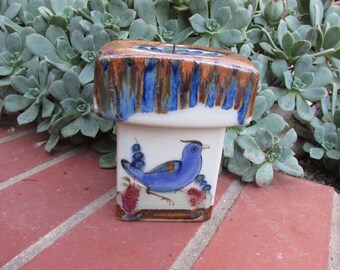 Ken Edwards Signed Pottery Mexico Candle Holder