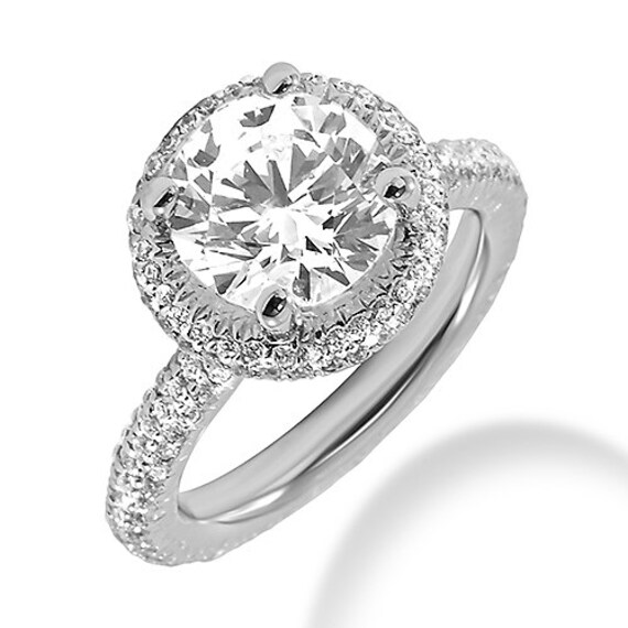 Pave Diamond Engagement Ring Halo Setting 14k White Yellow