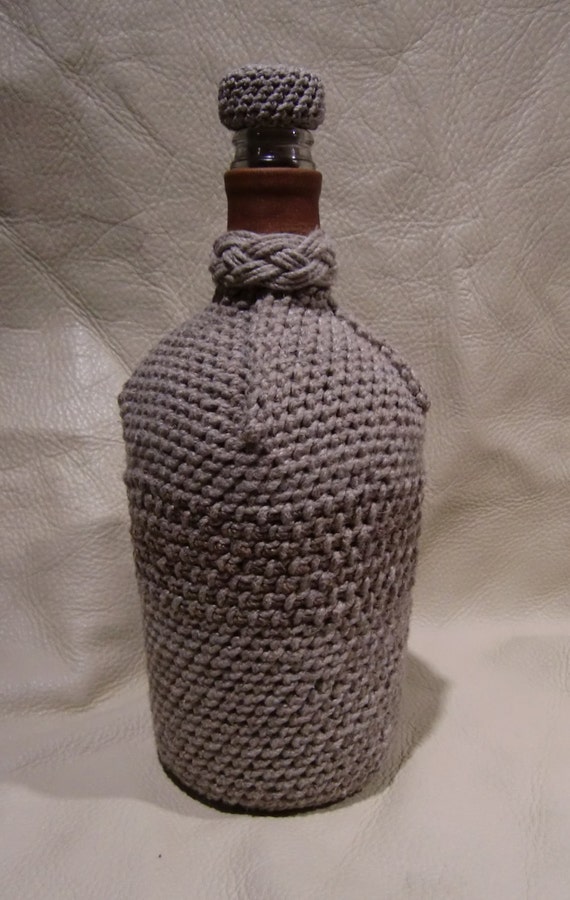 Nautical knotcovered bottle by LeatherandCordage on Etsy