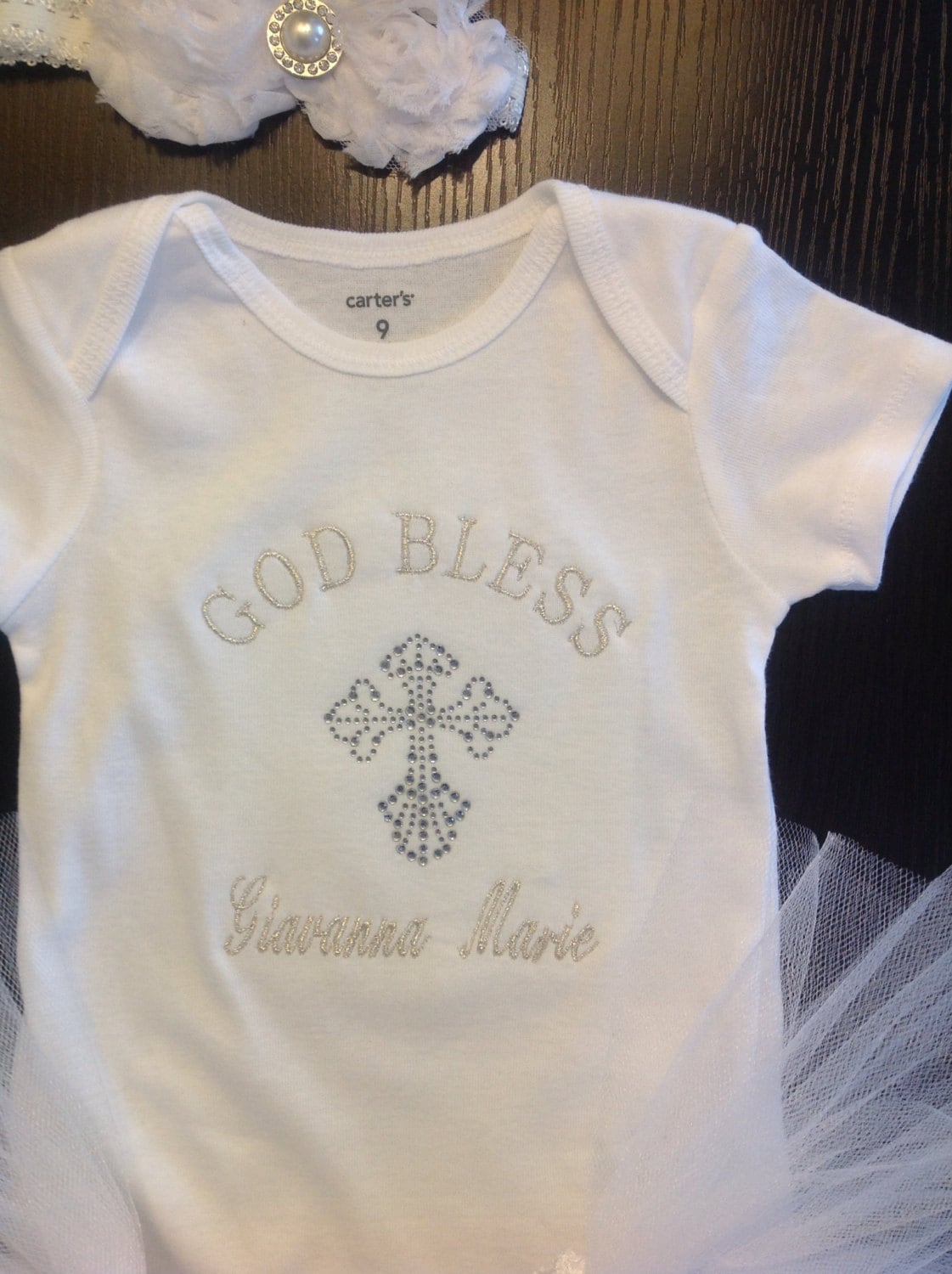Baby Girl Christening ONESIE personalized by LittleGraceBowtique