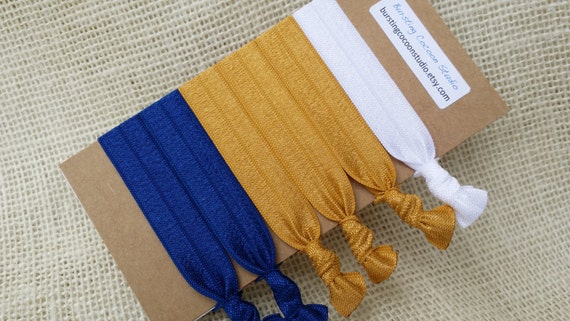 Blue and Gold Ribbon Hair Ties - wide 8
