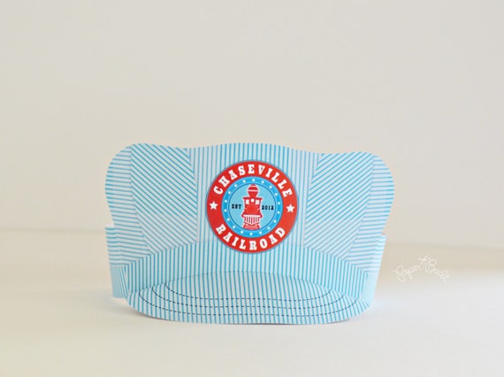 Printable Train Birthday Party Conductor Hat Customized from