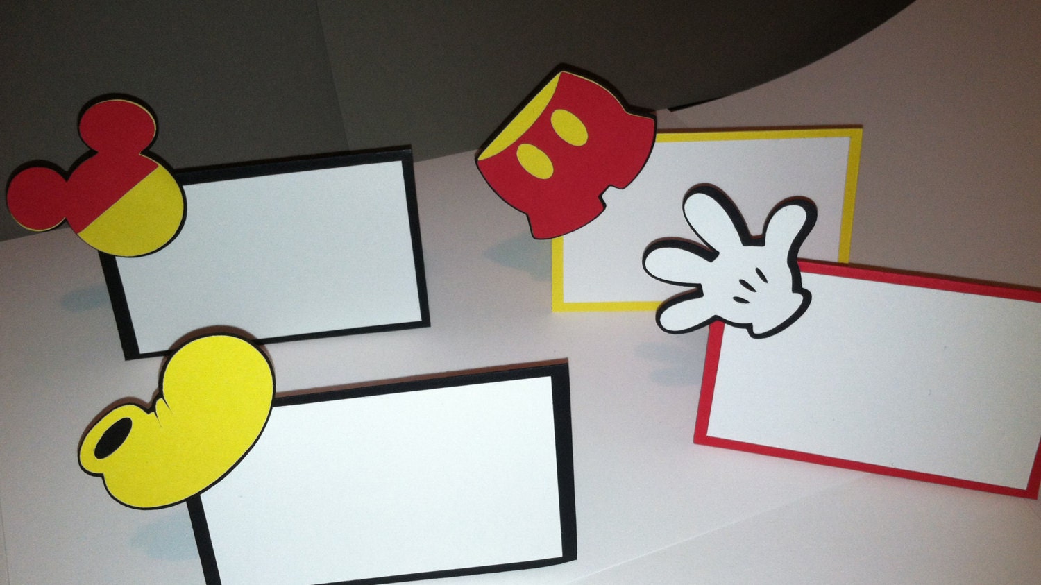 12 Mickey Mouse themed place cards food cards Birthday party