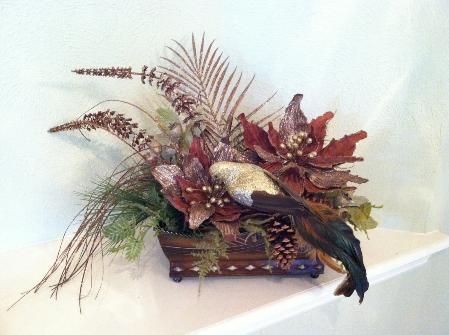 christmas silk floral arrangement brown rust by christmas silk floral arrangement brown rust by