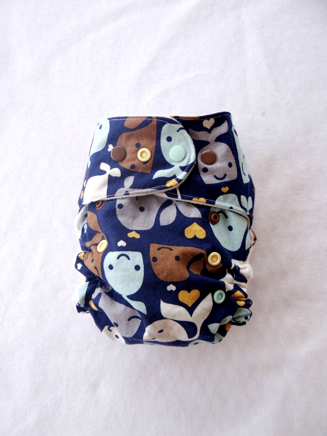 One Size Cloth diaper with whales. OS. Waterproof. Lined with