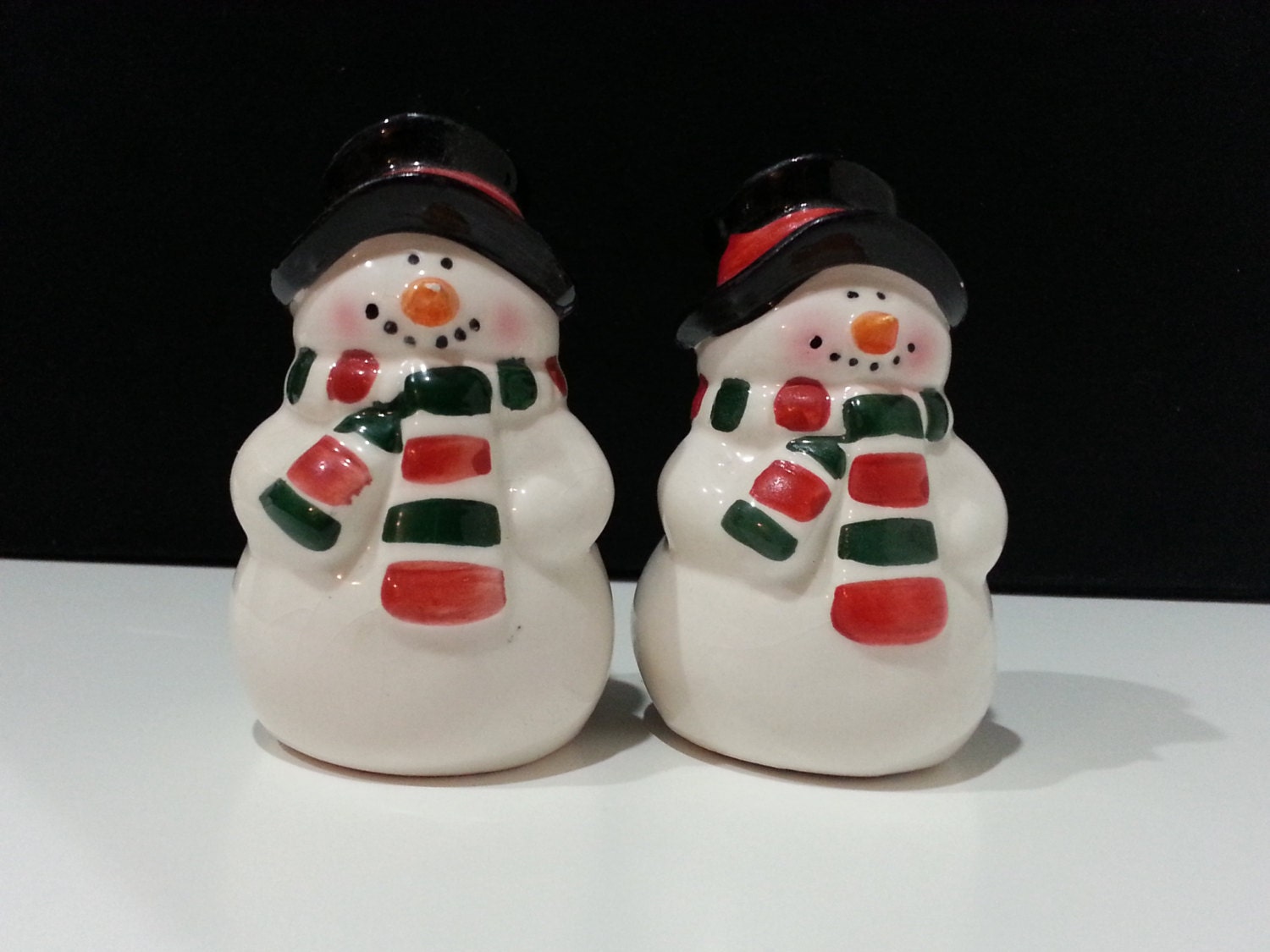 Snowman Salt And Pepper Shakers Set Vintage Christmas