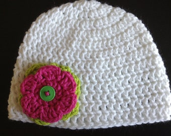 Crochet white hat | Etsy