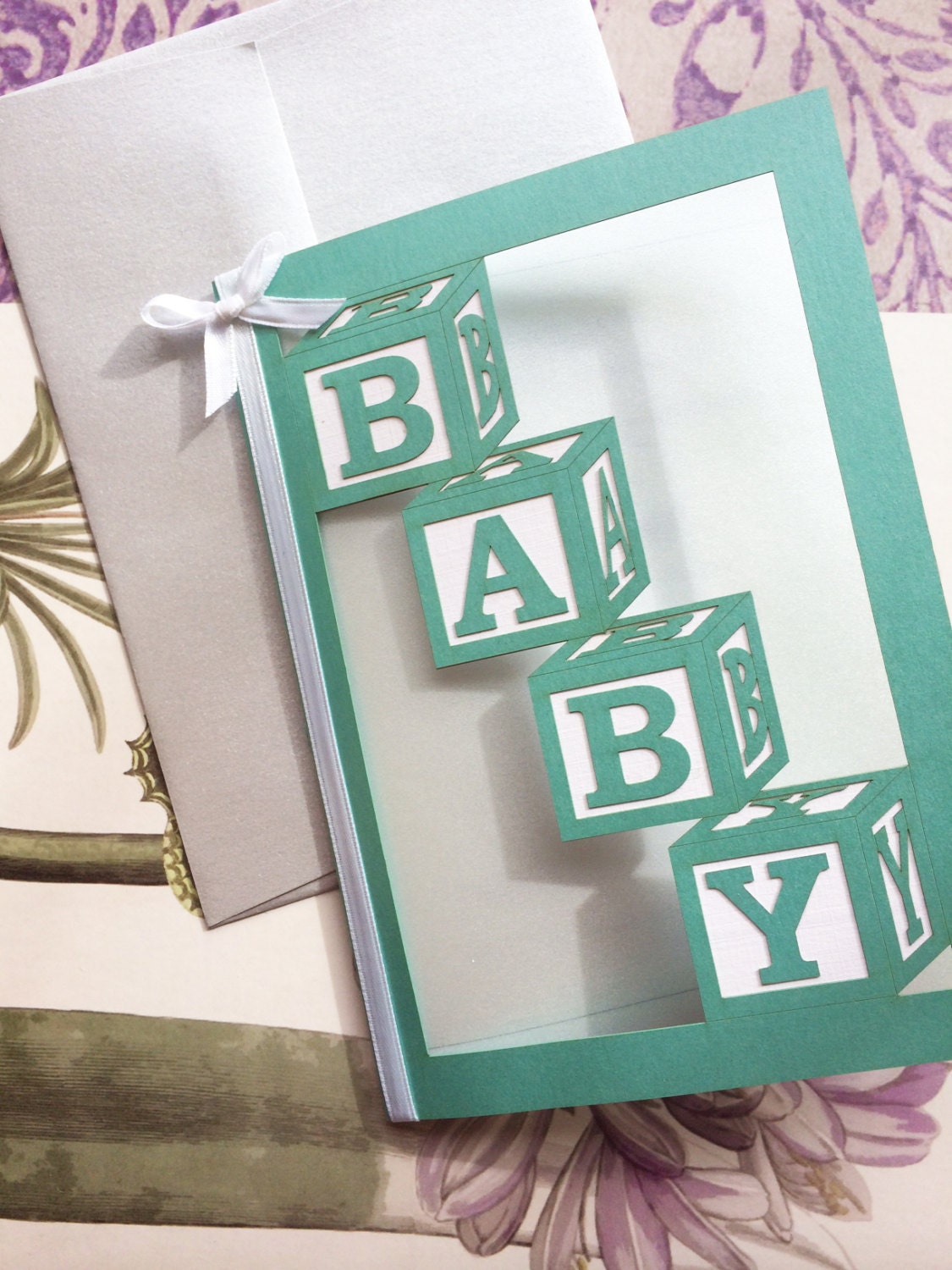 Baby Shower Invitation Lasercut Baby Blocks Custom