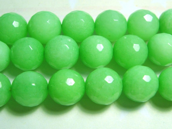 Emerald Green Jade Gemstone Faceted Round Loose Beads 8mm