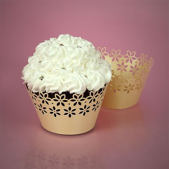 50 Ivory Lace Cutout Cupcake Liners Lace Cream by SparkleSoiree