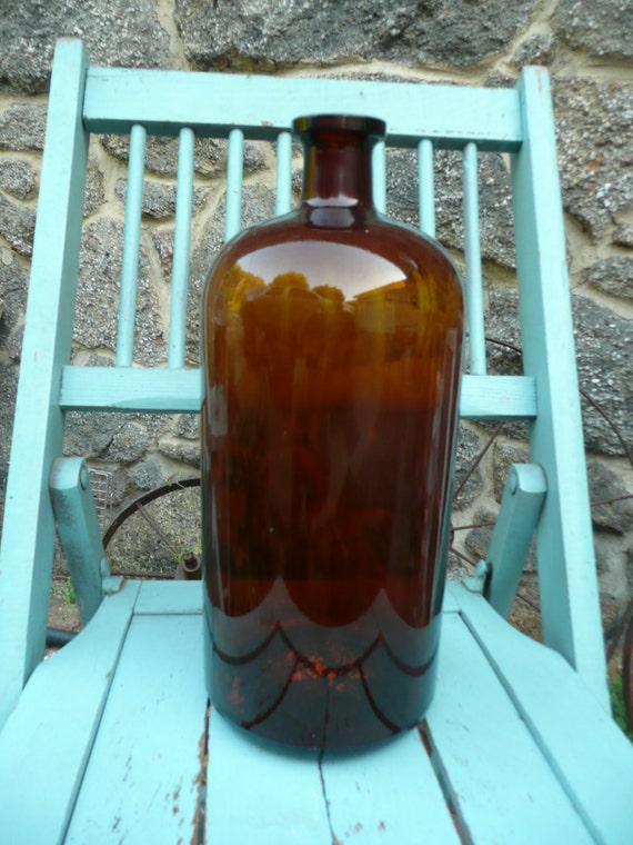 Apothecary bottle jar old medicine large brown / amber