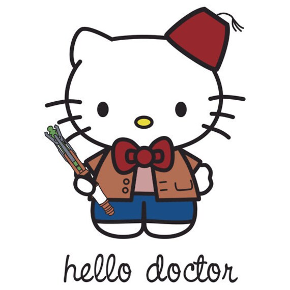  HELLO KITTY Dr Doctor Who Tardis Sticker by 