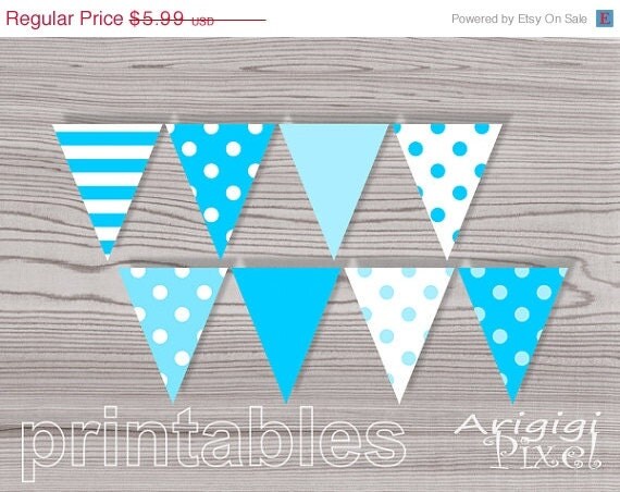WEEKEND SALE 50 % OFF Baby Boy Party Printable Banner Pennant Birthday Party Baby Boy Shower Polka Dot Instant Download Pdf file Il_570xn