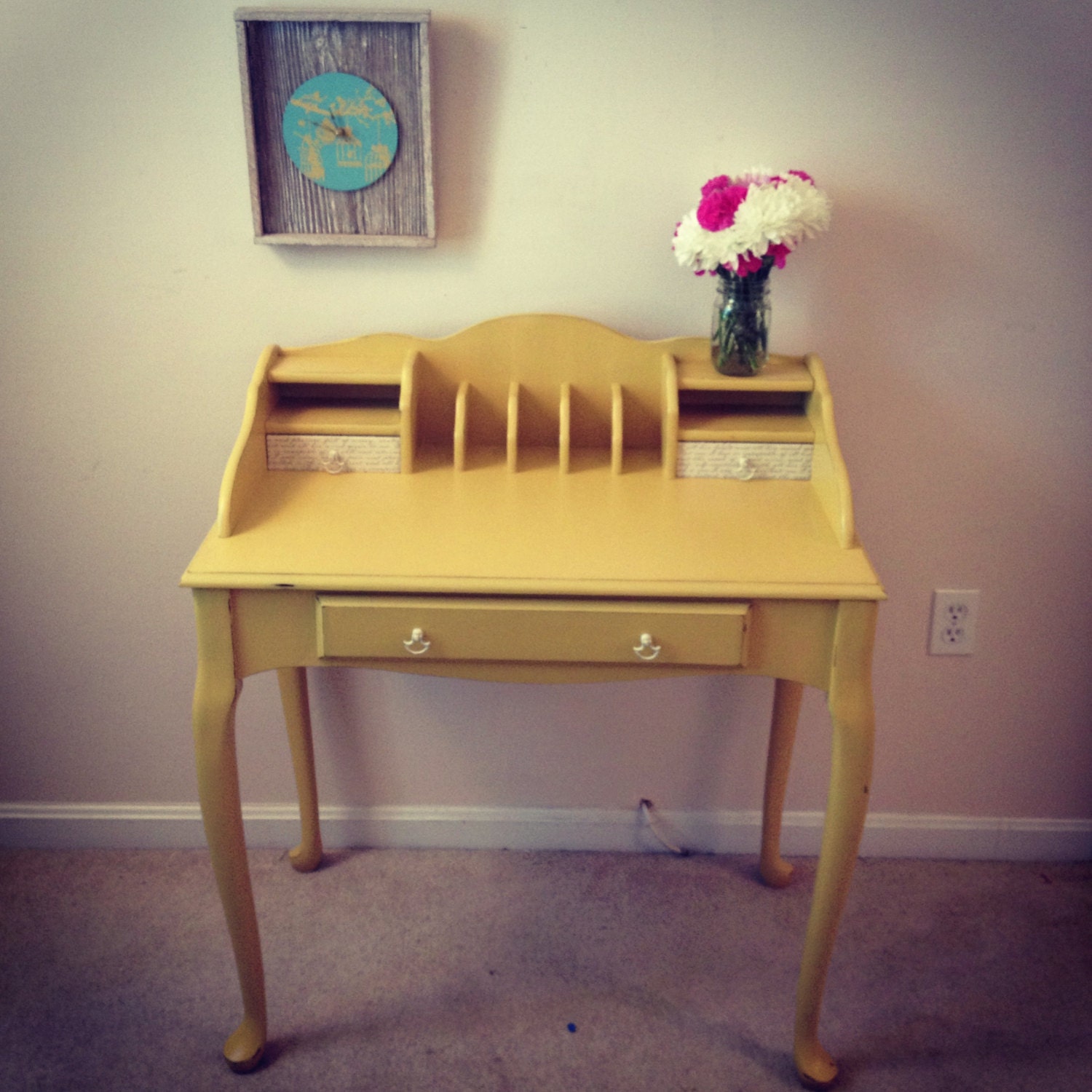 On HoldYellow Writing Desk chalk painted shabby chic