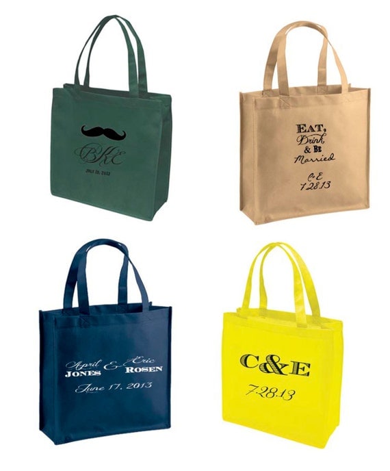 Recycled and Recyclable Custom Tote Bags Wedding Favors that