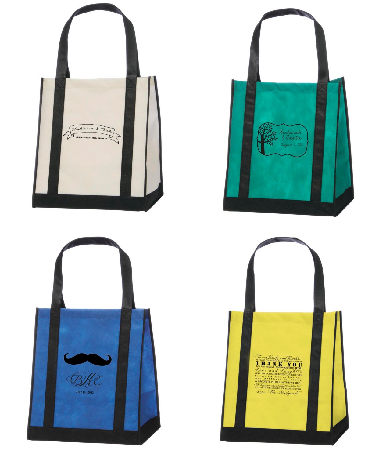 Custom Designed Tote Bags Wedding Favors that save the