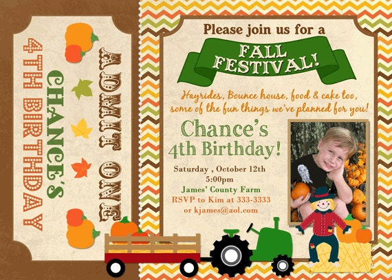 Fall Festival Birthday Invitations 2