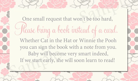 Floral Polka Dot Baby Shower Digital Book Request Insert - Printable ...