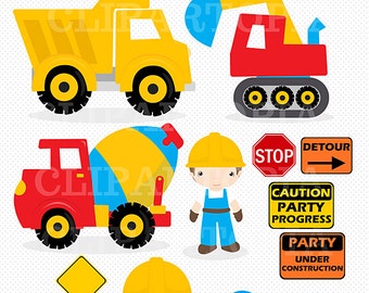Construction Digital Clipart : "CONSTRUCTION CLIPART", Trucks ClipArt, Dump Truck clip art, Personal & Commercial Use, instant download