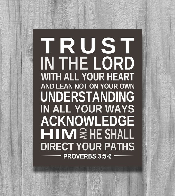 Proverbs 3:5-6 Print Inspirational Print BIBLE VERSE Trust in