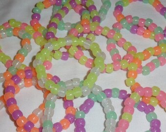 Plastic beaded glow-in-the-dark bracelets