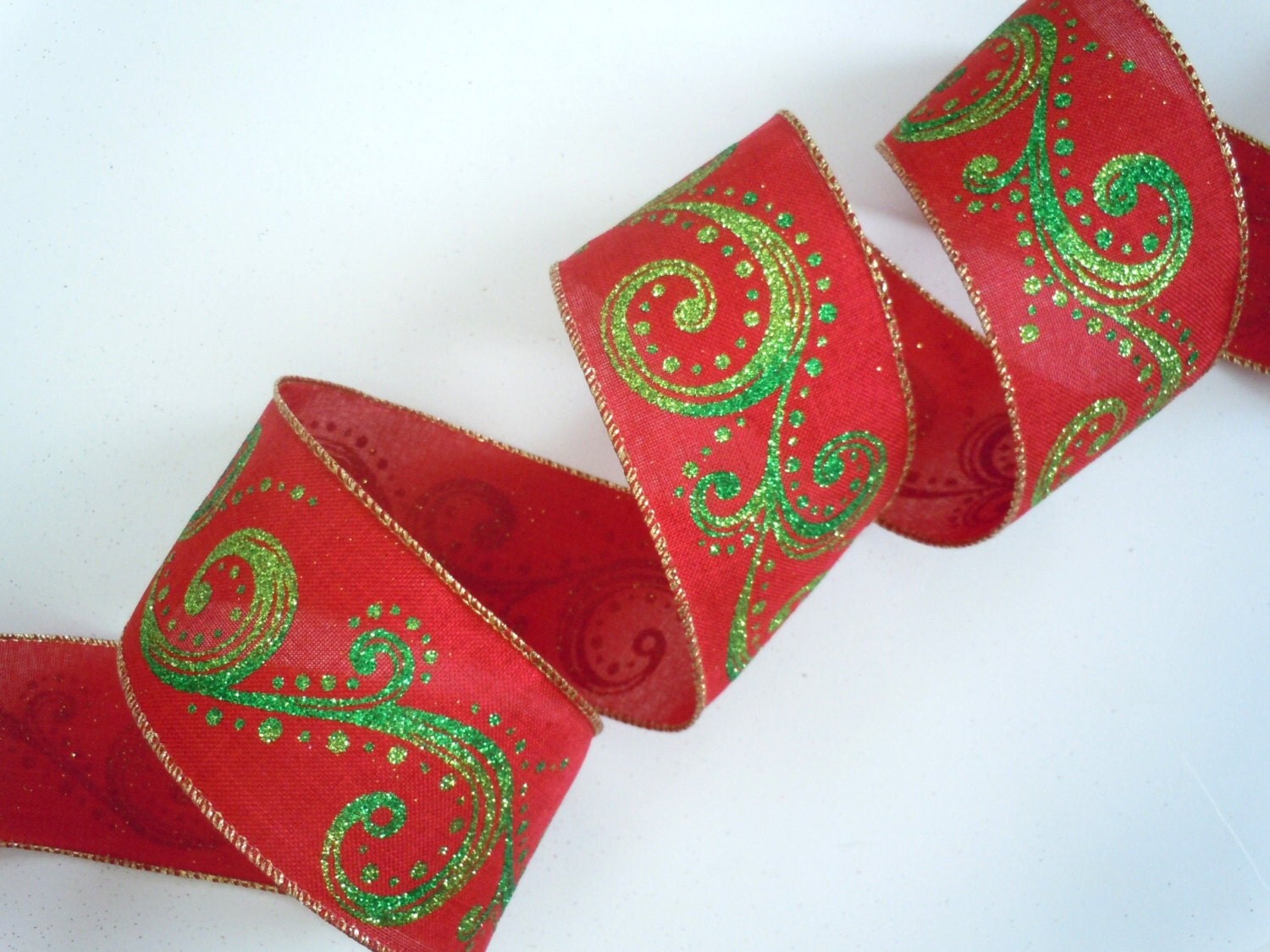 red green swirls christmas wired ribbon sparkle filigree red green swirls christmas wired ribbon sparkle filigree