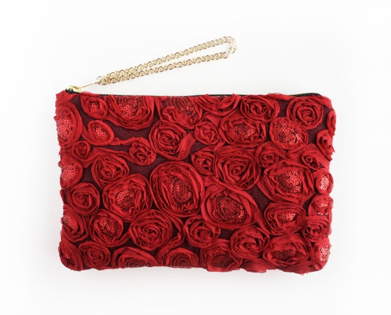 red rose clutch bag