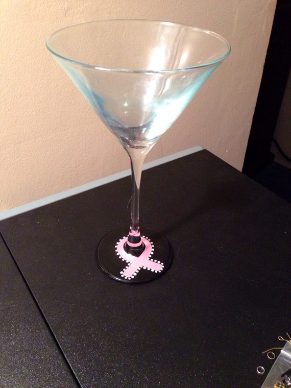 Items similar to Breast cancer martini glass on Etsy