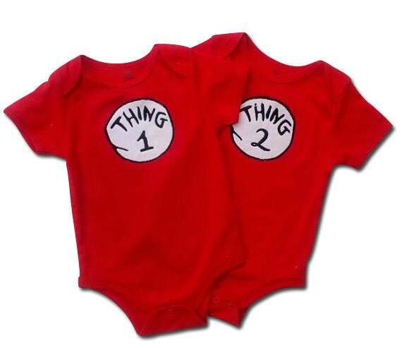 Twin Outfits Thing 1 Thing 2 Onesies