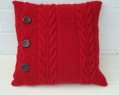 Red knitted pillow, chunky pillow, throw pillows, knitted cushion, knitted pillow case, red pillows, mothers day gift, gift idea, for her