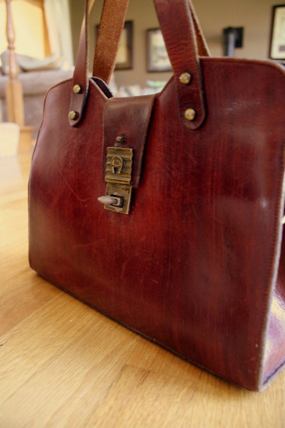 1950s Etienne Aigner Brown Leather Purse by SmileLulaBelle on Etsy