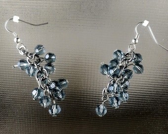 Swarovski Crystal and Aluminum Chainmaille Earrings