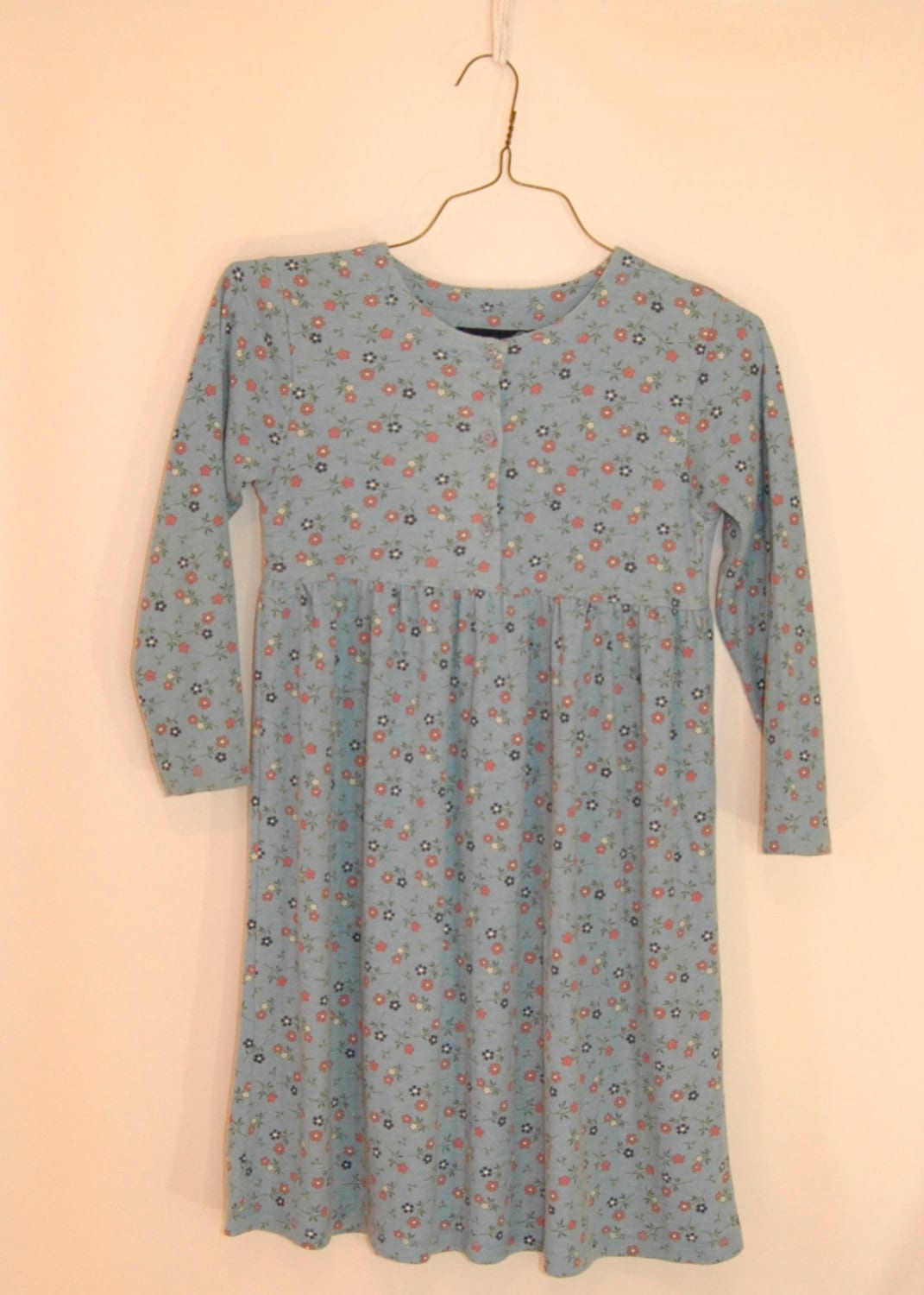 90s Floral T-shirt Baby Doll Mini Dress // Light Blue Floral