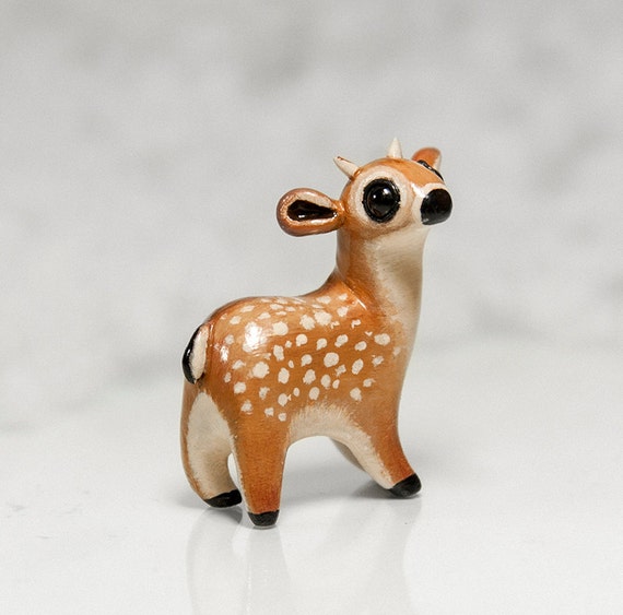 Deer Figurine OOAK Handmade Polymer Clay Animal Totem