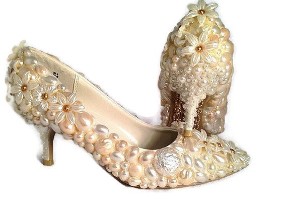 Ivory Wedding Shoes, Bling Bridal Shoes.