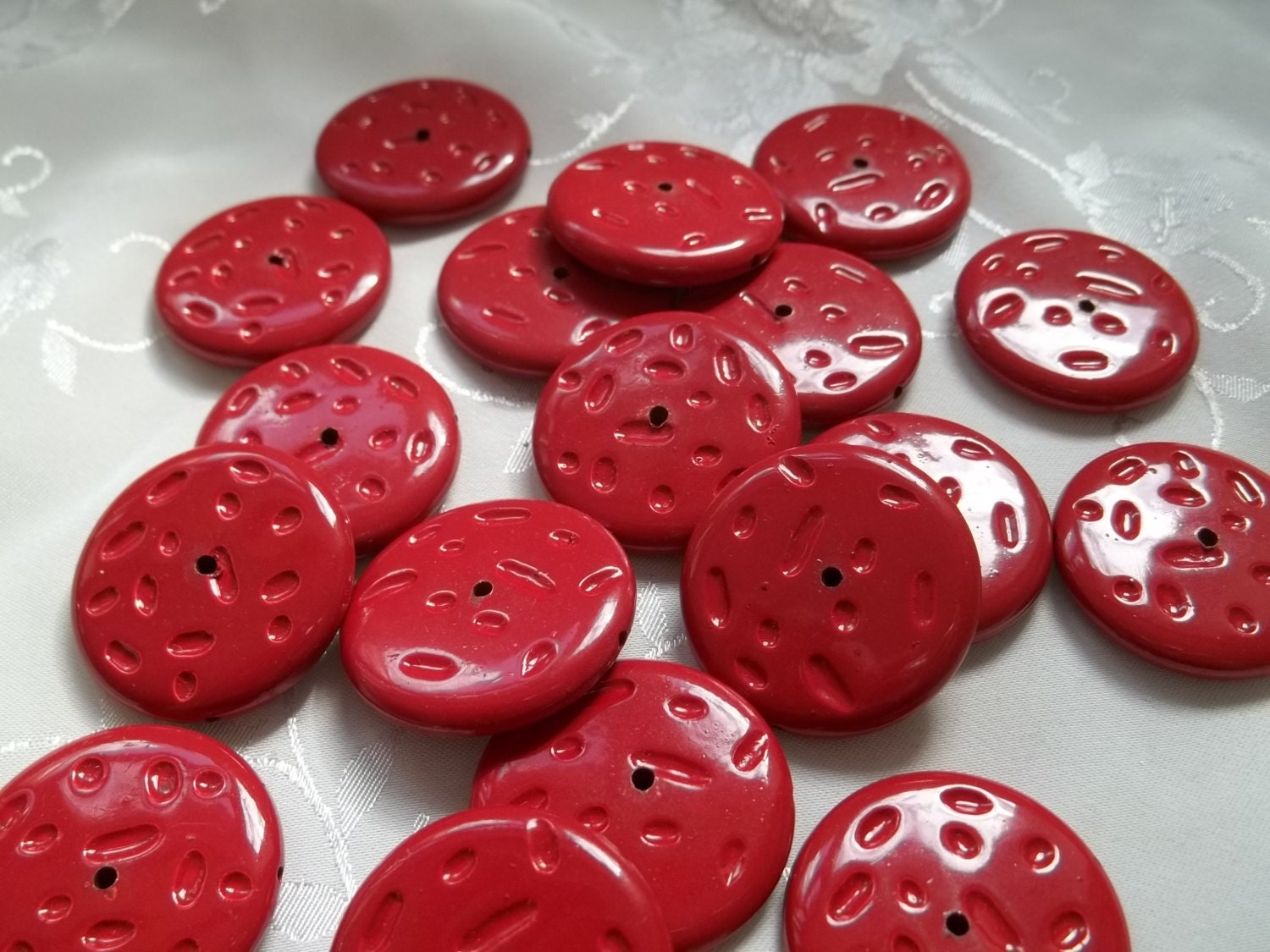 Round Flat Red Acrylic Disc Coin Beads 30mm x by BeadsSoHeavenly