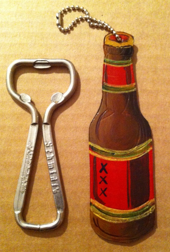 Beer Bottle Keychain by FeatherstoneLeather on Etsy