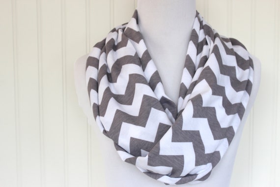 Grey Chevron Infinity Scarf Gray Chevron Circle Scarf