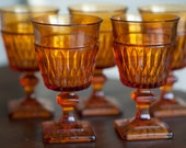 Vintage Amber Glass Wine Goblets