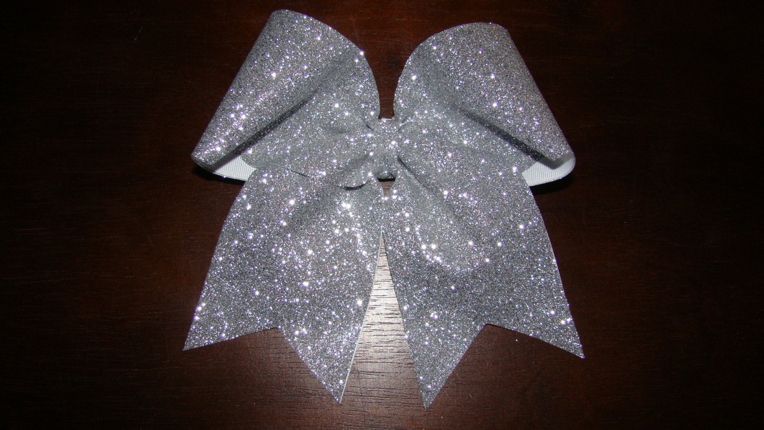 silver glitter cheer bow silver glitter cheer bow