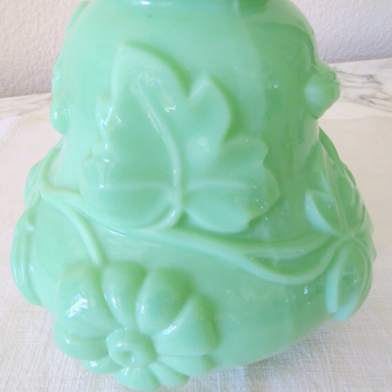 Spectacular large antique jadeite vase from France with molded