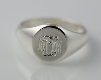 Monogram Signet Ring Sterling Silver | Personalized Engraved Initial Ring | Monogram Ring | Monogram Signet Ring | Bridesmaid Gift |