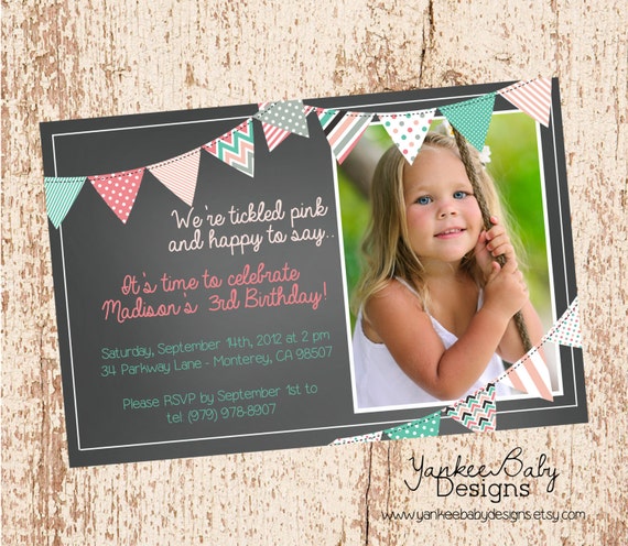 Birthday Invitations Tickled Pink 1