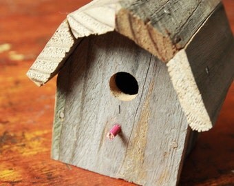 Miniature Birdhouse Rustic Barn Woo d - reclaimed wood - gambrel roof 